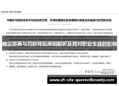 魏震禁赛与罚款背后原因解析及其对职业生涯的影响